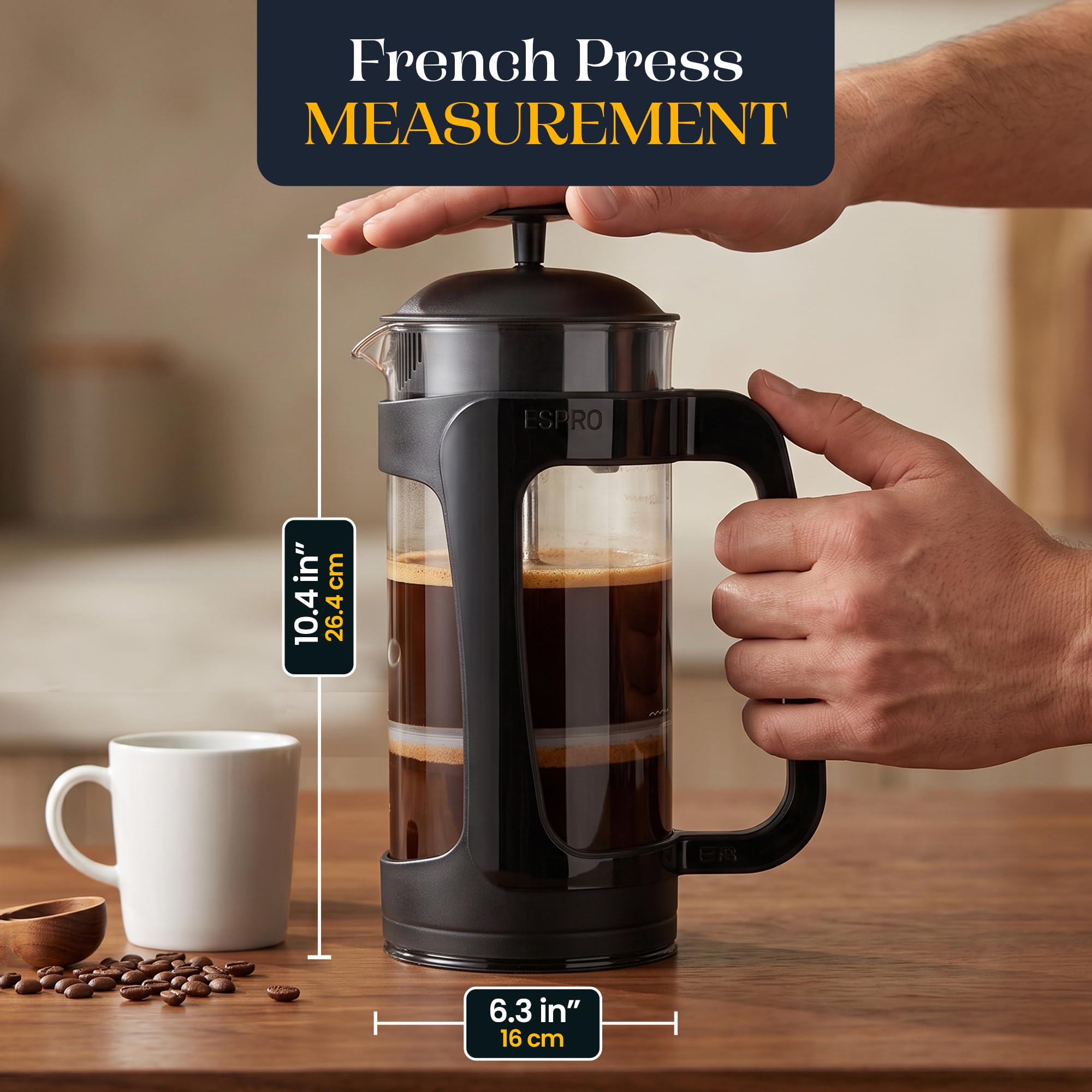 Amazon | エスプロコーヒープレスP3-32オンス、ガラスと黒の
